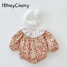 

HoneyCherry New Infant Floral Print Long Sleeve Crew Neck Bodysuits baby girls clothes long sleeve bodysuit