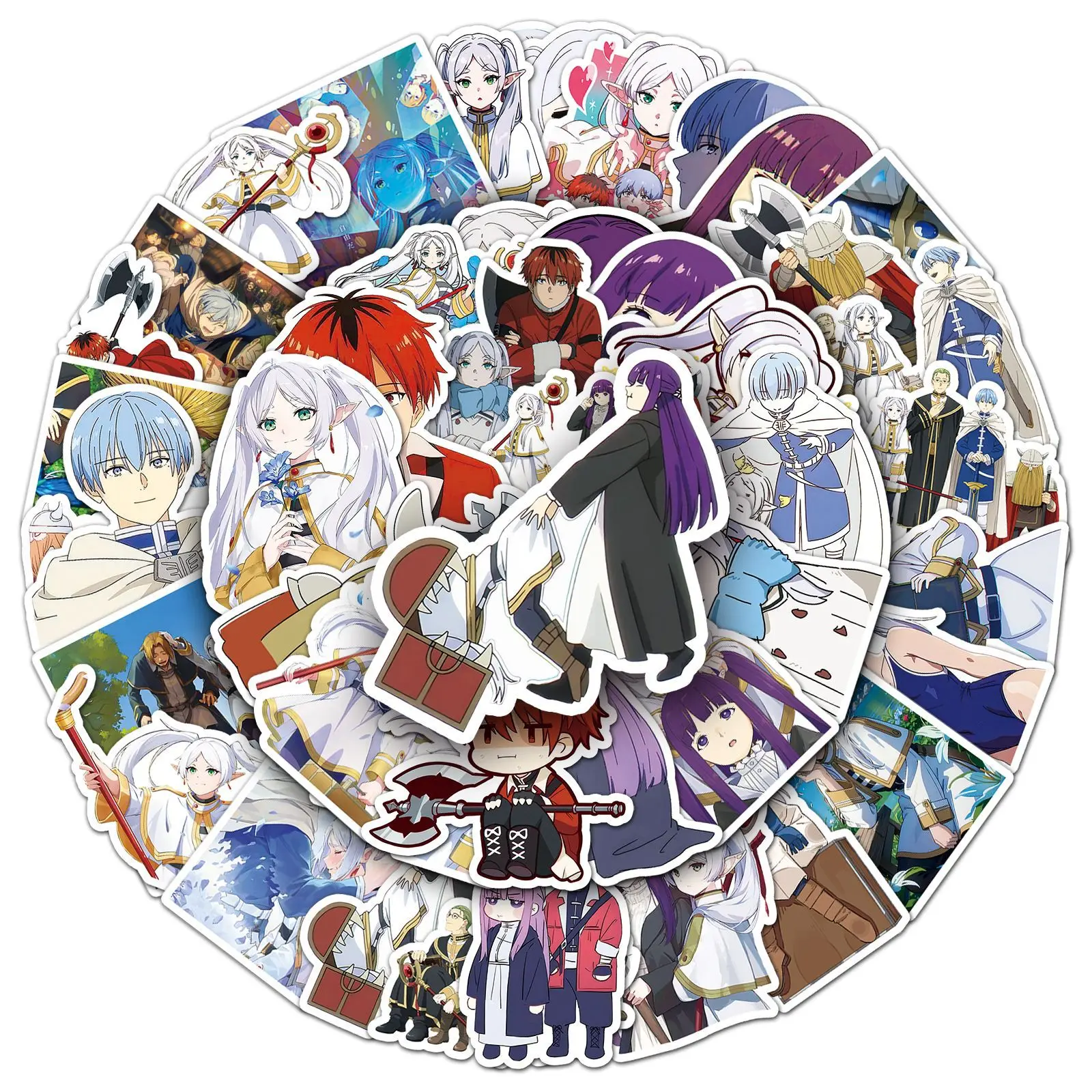 50 Stück Frieren Beyond Journey's End Selbstklebende Anime-Aufkleber Manga Cartoon Kawaii Zeichnung Doodle Dekorationen – Detail 5