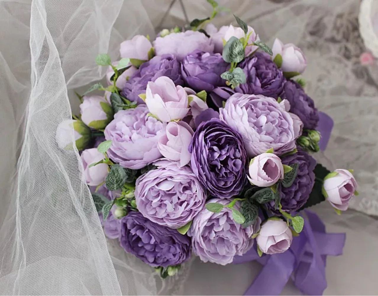 Wedding Bouquets Artificial Peony Flowers Korean style Purple Bridal Bouquet Imitation Peony Flower Bridal Bouquet Bridesmaid