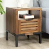 Solid Acacia Wood Nightstand with Drawers Open Shelf Pre-Assembled Rustic Industrial Modern Side Table Home Storage Decor 2