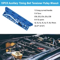 Podofo 15 шт. вспомогательный натяжитель ремня ГРМ, французский набор 12 мм-19 мм E10-E18, 12-точечный набор инструментов для большинства типов автомобилей — изображение 3