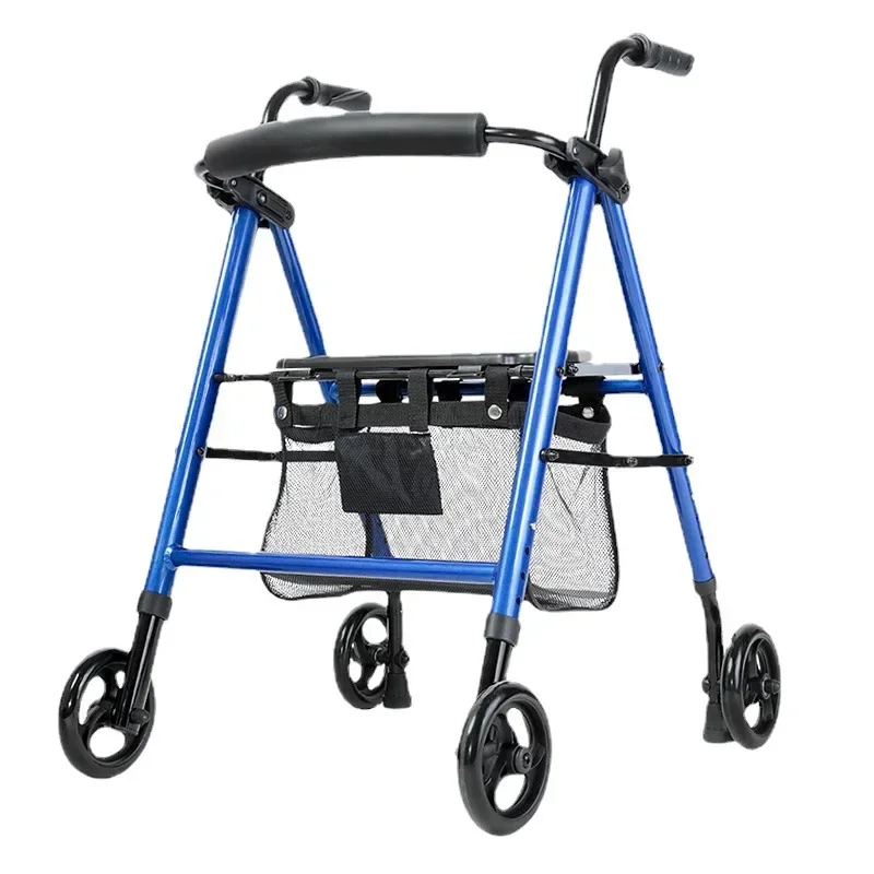 Ultra Folding Medical Rollator Walker with Seat Rolling Walker Height Adjustable with Comfort Handles and Foam Padded Backrest 2