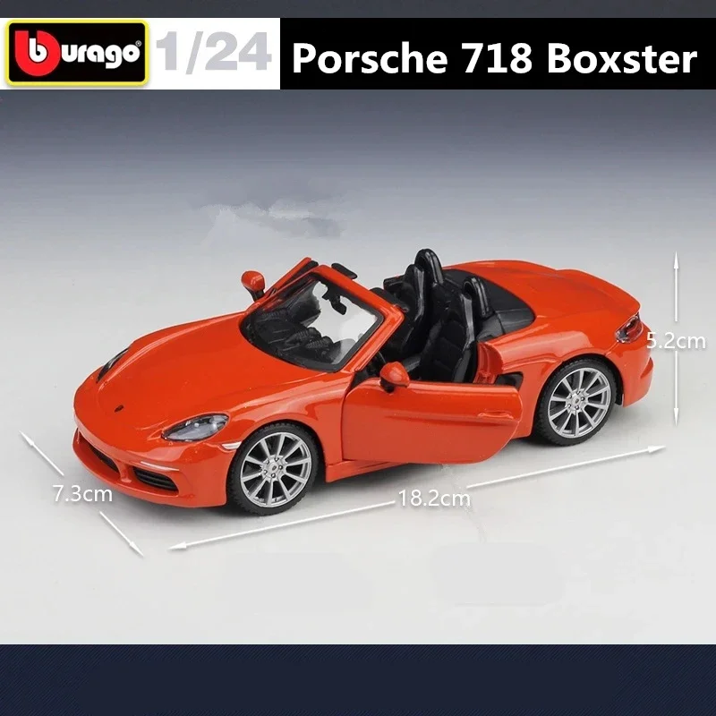 

Модель спортивного автомобиля Bburago 1:24 Porsche 718 Boxster из сплава, модель литая металлическая игрушка, Модель гоночного автомобиля, имитация коллекционных подарков, игрушки для мальчиков