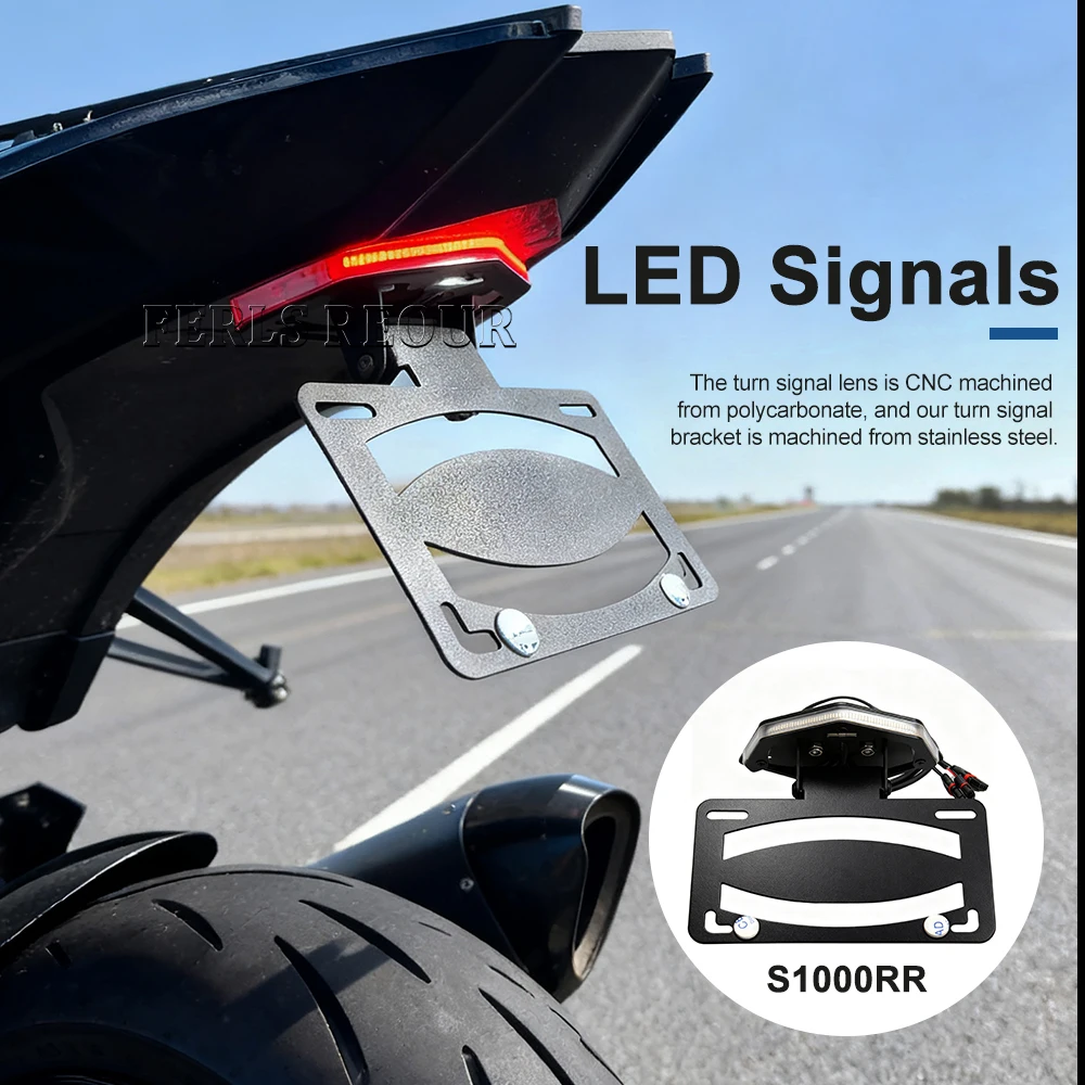 BMW S1000RR 2019-2025용 오토바이 LED 테일 라이트 정리 키트, 번호판 브래킷, 직접 장착 펜더 제거기