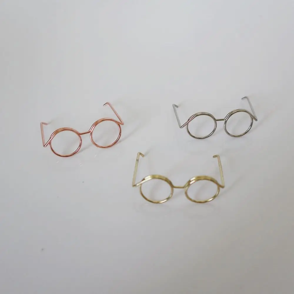 5PCS Black Frame Miniature Doll Eyewear Miniature Round Frame Metal Round Doll Glasses Metal Toys Decoration Doll Mini Glasses