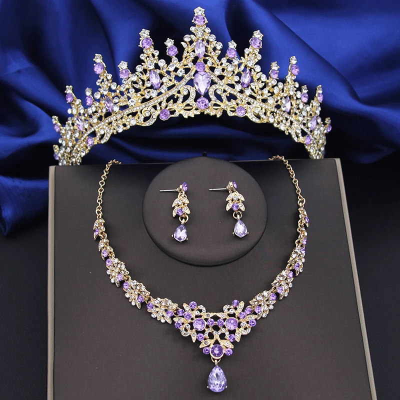 Crystal Bridal Jewelry Sets Women Tiaras Earrings Choker Necklace Wedding Dress Bride Crown Jewelry Set Costume Accessory jewelry sets jewelry set women earrings chain necklace