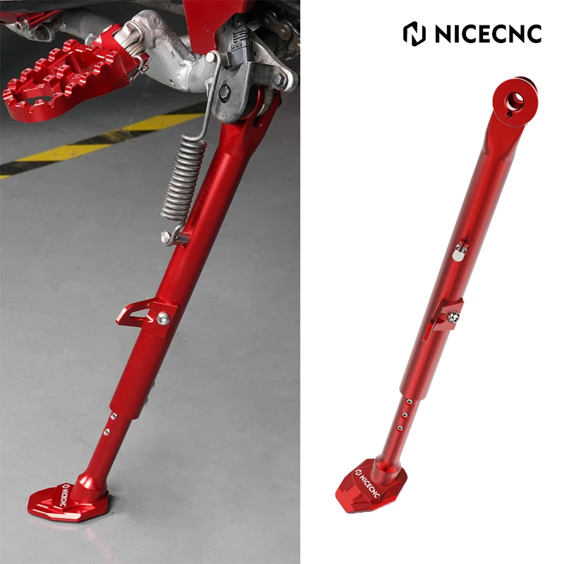 

NICECNC For Honda XR650L XR 650L 1993-2024 Racing Motorcycle Adjustable Parking Side Stand Kickstand Aluminum Lowering Links Red