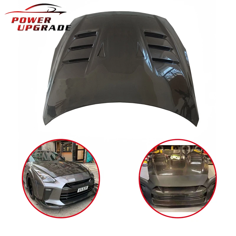 

For Nissan GTR R35 Carbon Fiber Material Rear Hood Engine Bonnet Hood Cover TS Style