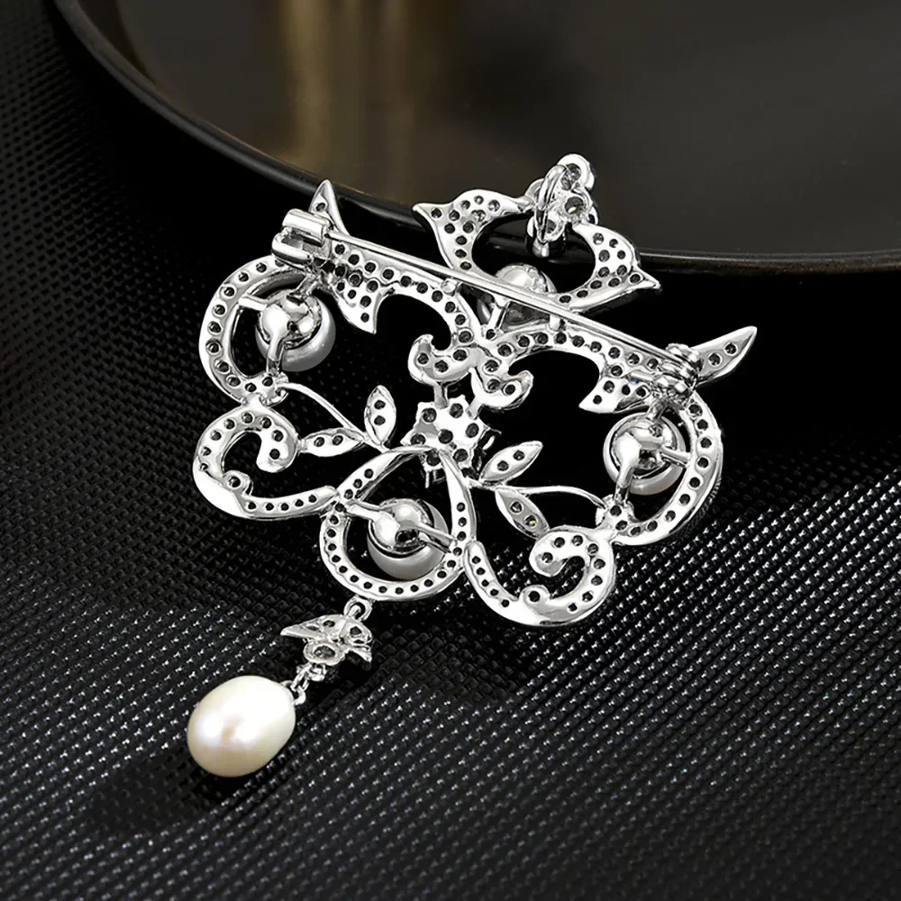 Plum Blossom Flower Pearl Brooch For Wedding Bouquet Wedding Hijab Scarf Pin Up Buckle Women Brooch Clothing Collar Jewelry Pin