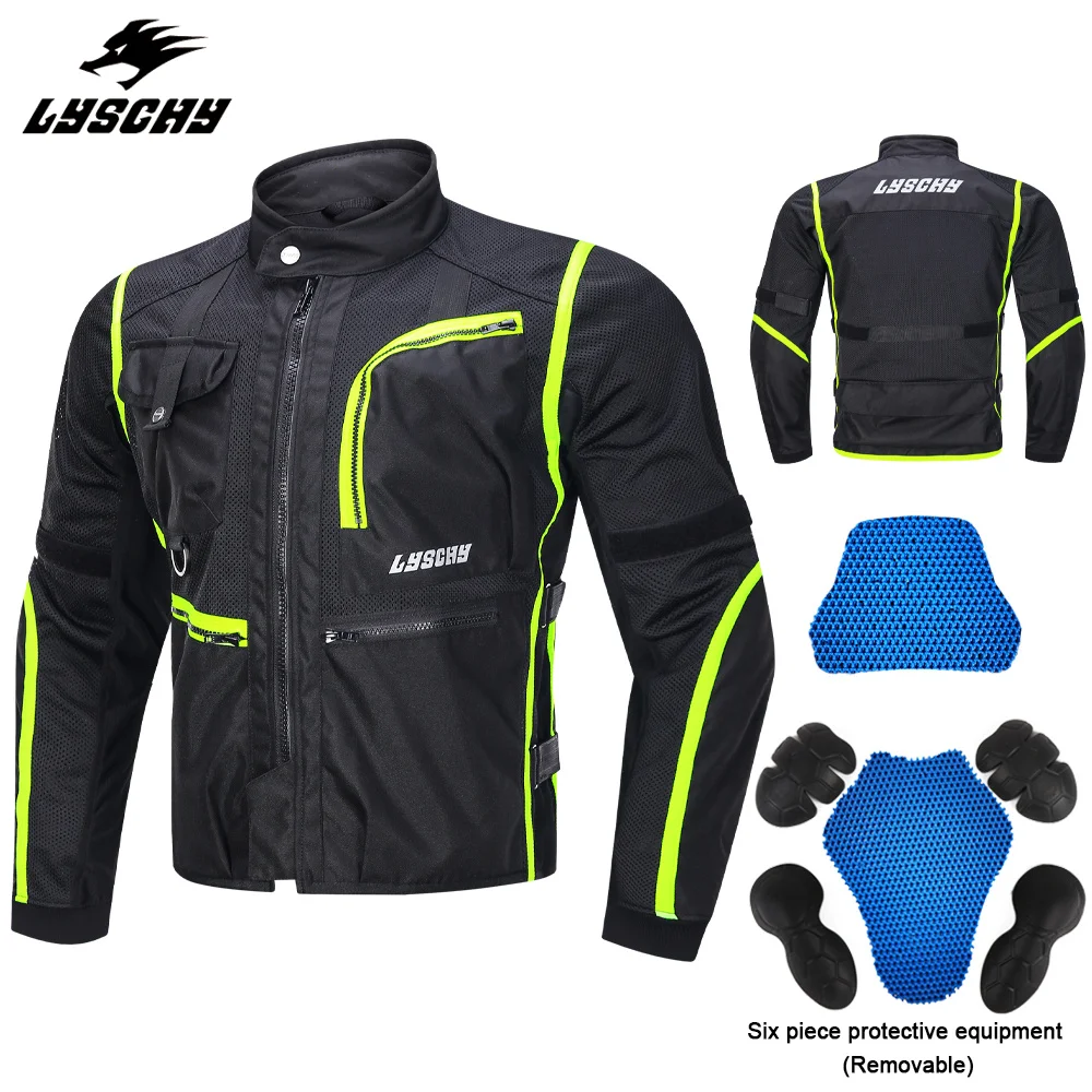 LYSCHY Men Motorcycle Jacket Summer Moto Riding Jacket Breathable
