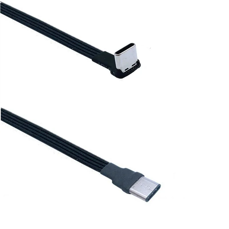 Type C Naar USB-C 90 Graden Haakse Adapter Kabel Power Bank Flexibele Kabel Pd Kabel Oplaadkabel Usb C Bocht platte Siliconen Kabel