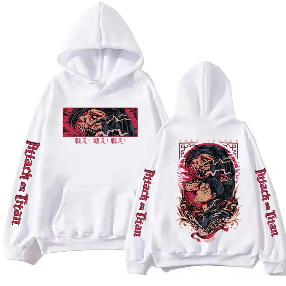 Anime Attack on Titan Eren Hoodie Harajuku  Pullover Tops Man Woman Sweatshirt Fans Gift 2