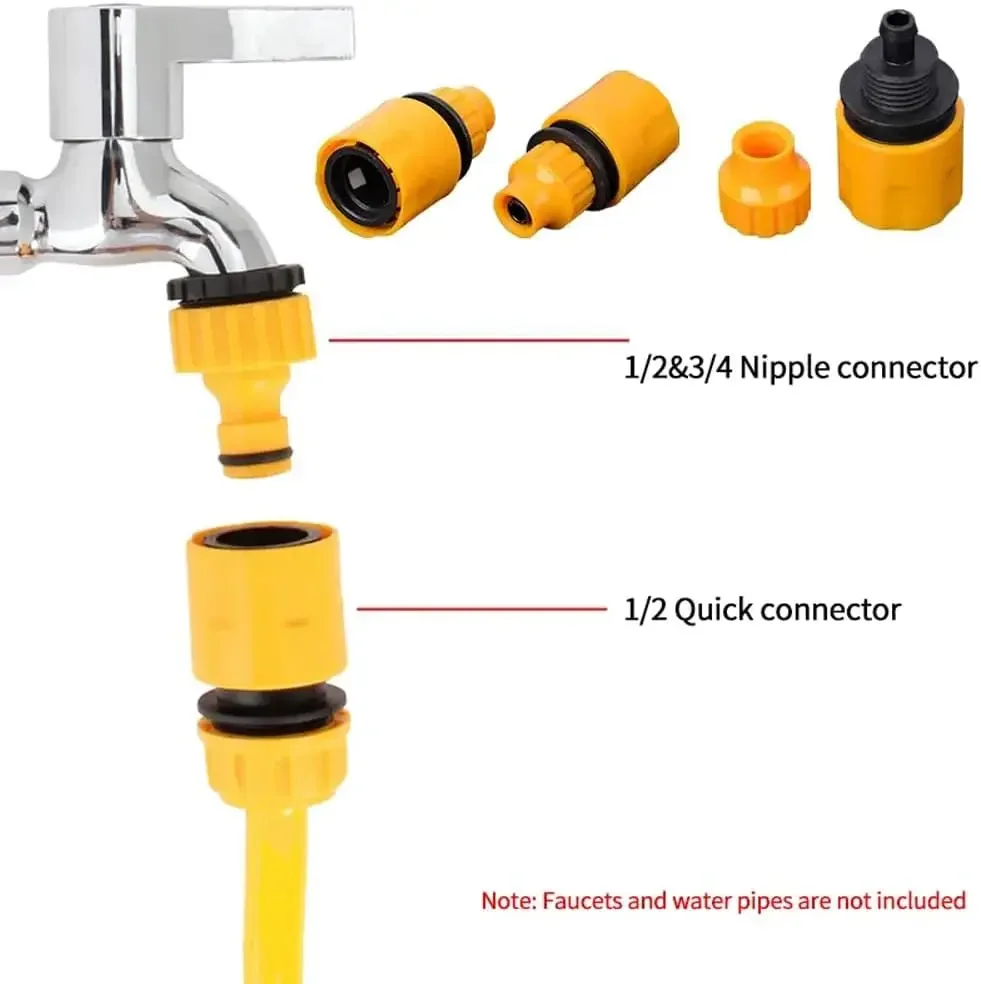 Hose Connector 6 Pcs Garden Quick 1/2&rdquo; End Double Male Hose Coupling Joint Adapter Extender Set For Pipe Tube