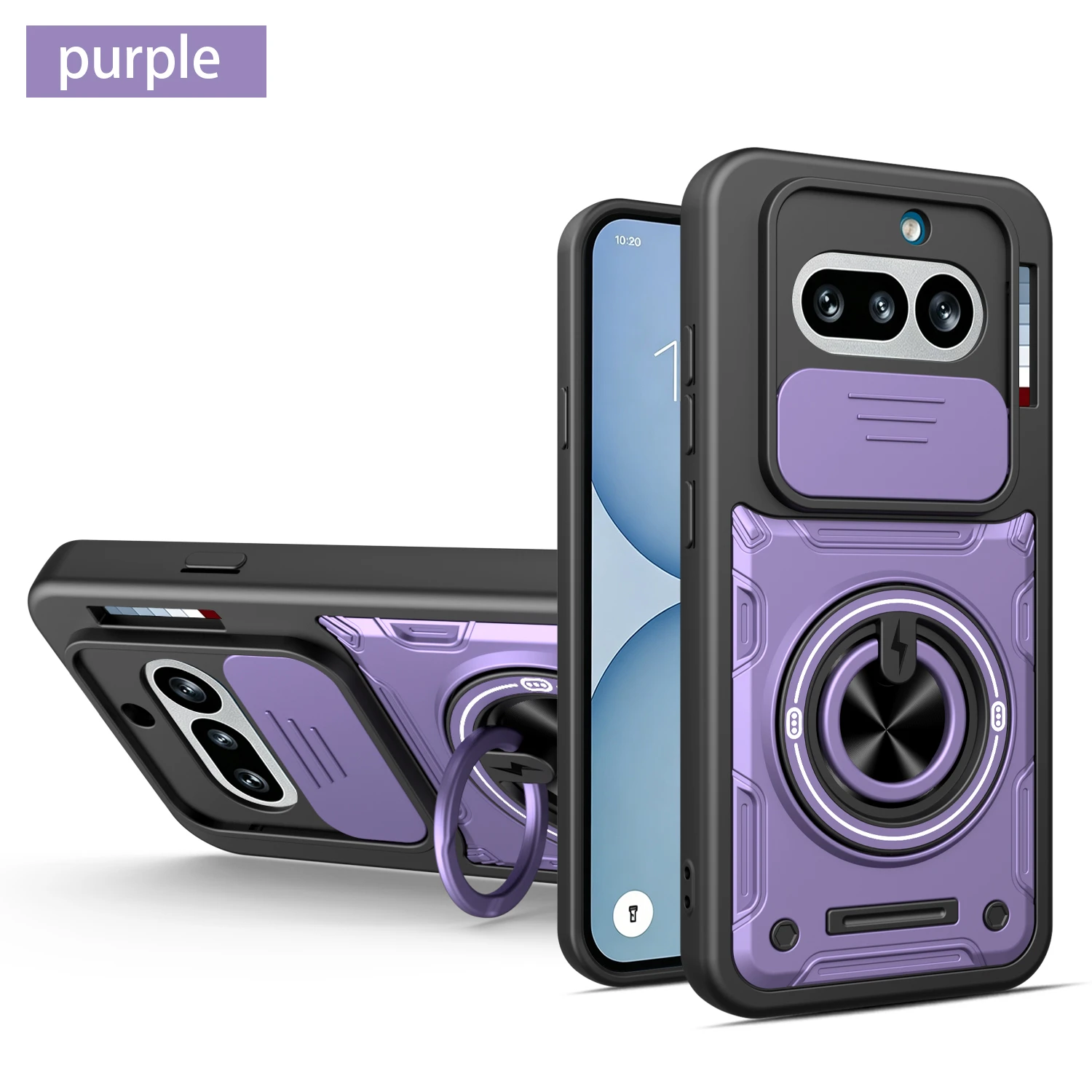 Advanced Shockproof Phone Case with Slide Camera Cover and Magnetic Ring Stand