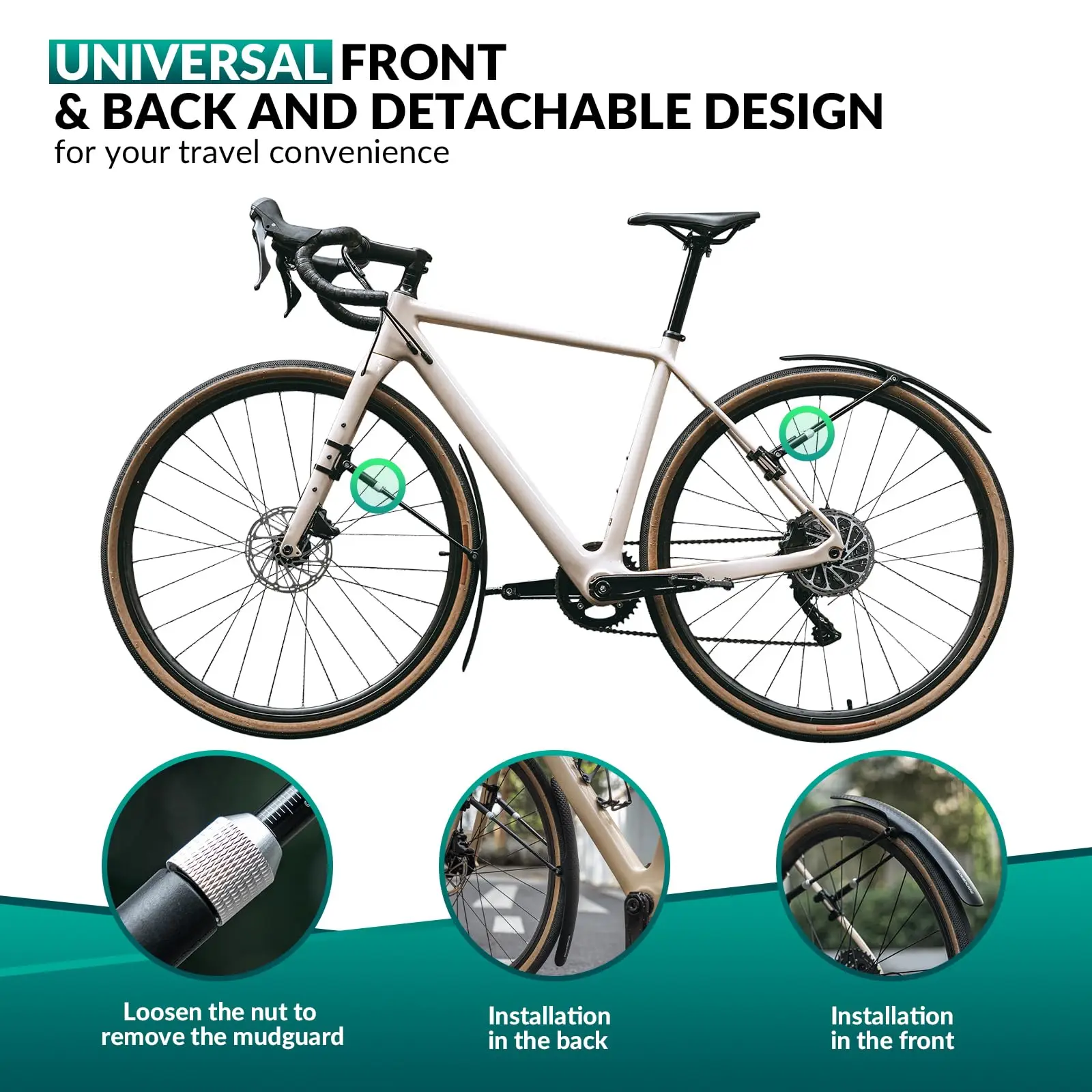 thumbnail image 2 of Fender Bicycle Mudguard Fender Set 700C Road Bike Mudguard Rear 2 of 13
