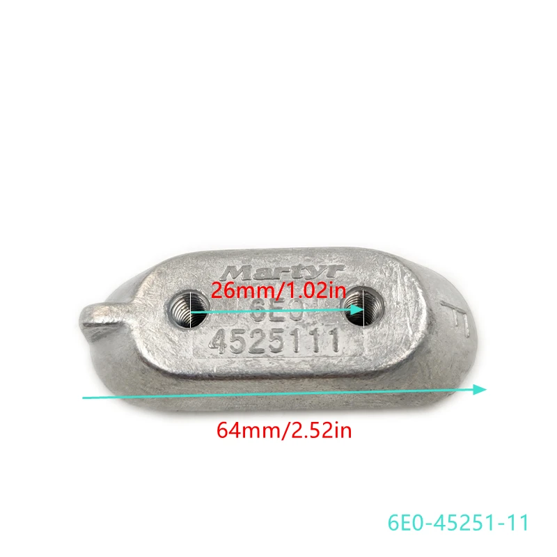 

6E0-45251-11 Anode For Yamaha Outboard Motor 8-60HP 2 Stroke 4 Stroke Boat Engine 6E0-45251