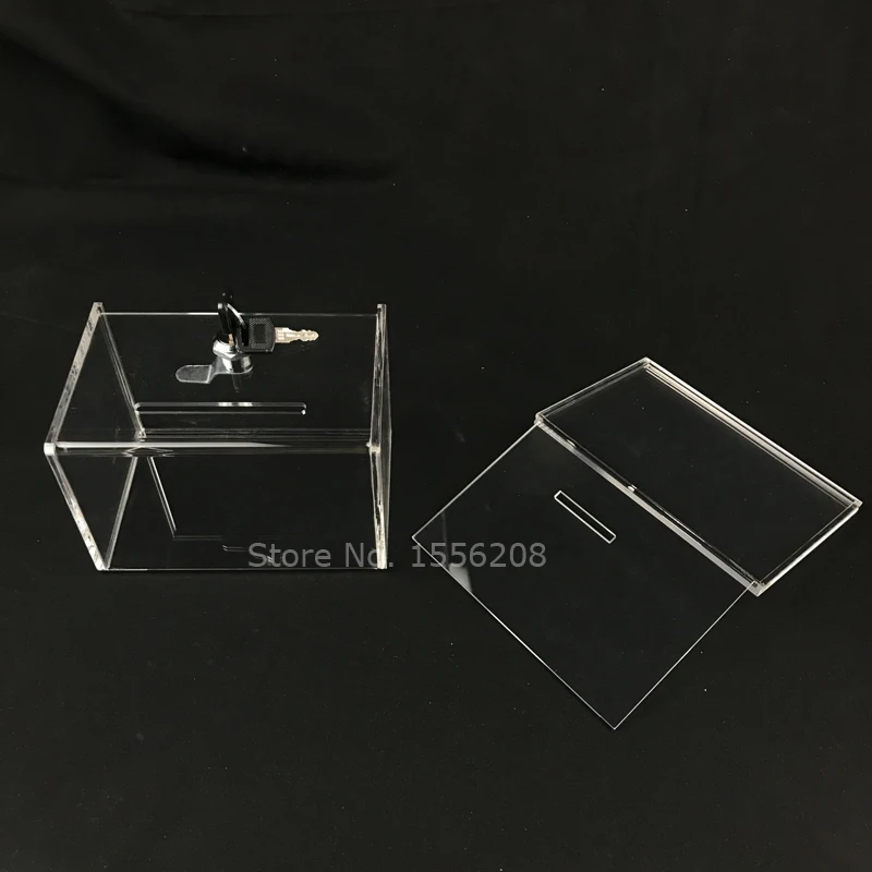 Acrylic Suggestion Box With Lock and Sign Holder Clear Ballot Box Donation Boxes For Fundraising images - 6