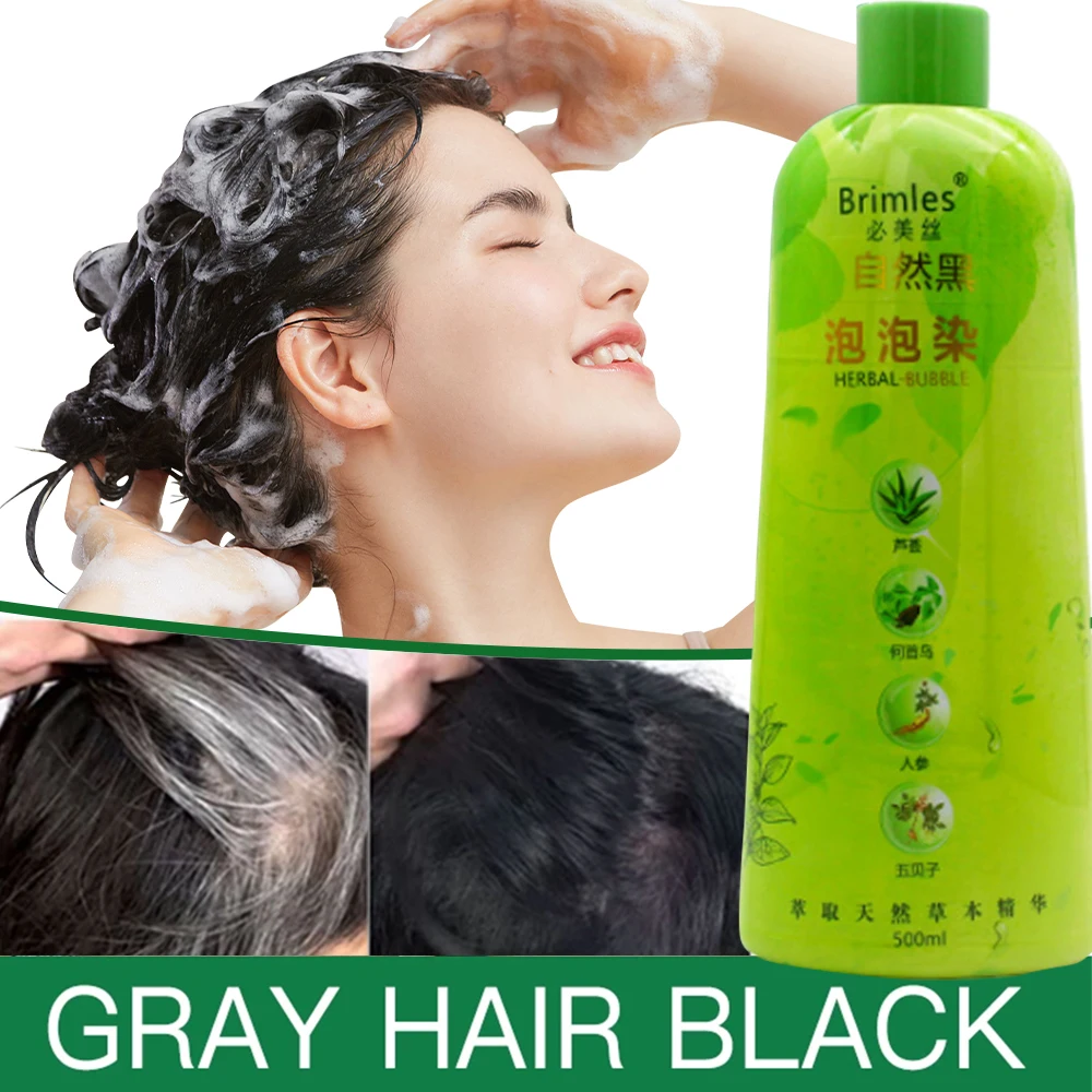 Hair Dye Shampoo 500ml 3 In 1 Black Nourishes Long Lasting For Men Women Bubble Gray Hair