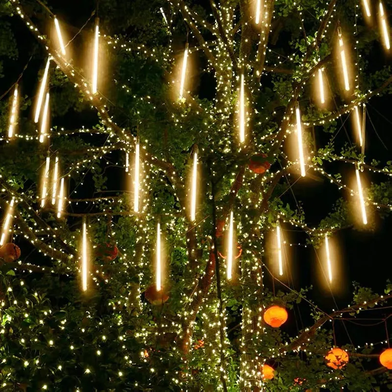 

30/50cm 8 Tube Meteor Shower Rain LED String Lights Christmas Tree Decorations Street Garland Noel New Year Navidad Room Decor