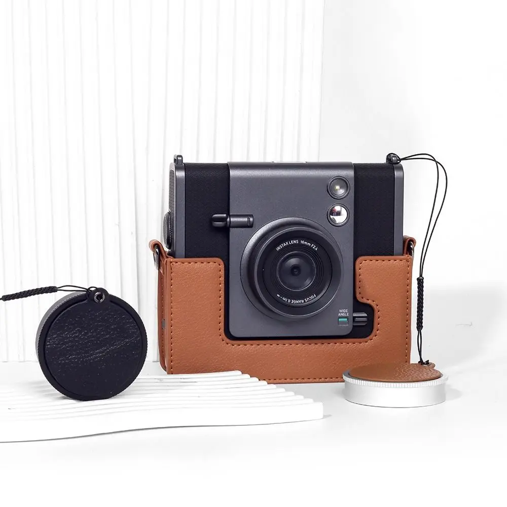 For Fujifilm Instax Wide Evo Camera Lens Cap Anti-Scratch Anti-lost Leather Instant Camera Lens Cover Dustproof with Lanyard
﻿