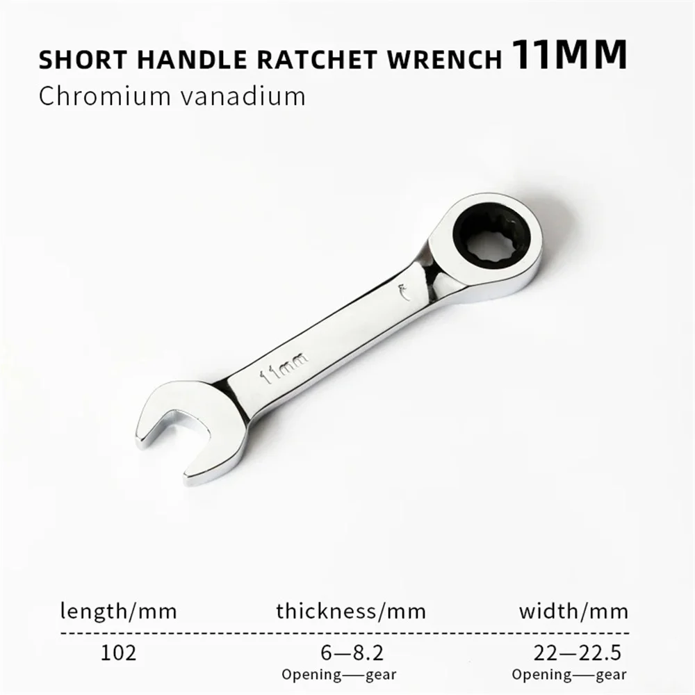 Compact Ratchet Wrench with 72 Tooth Design - Dual-Purpose Stubby Spanner