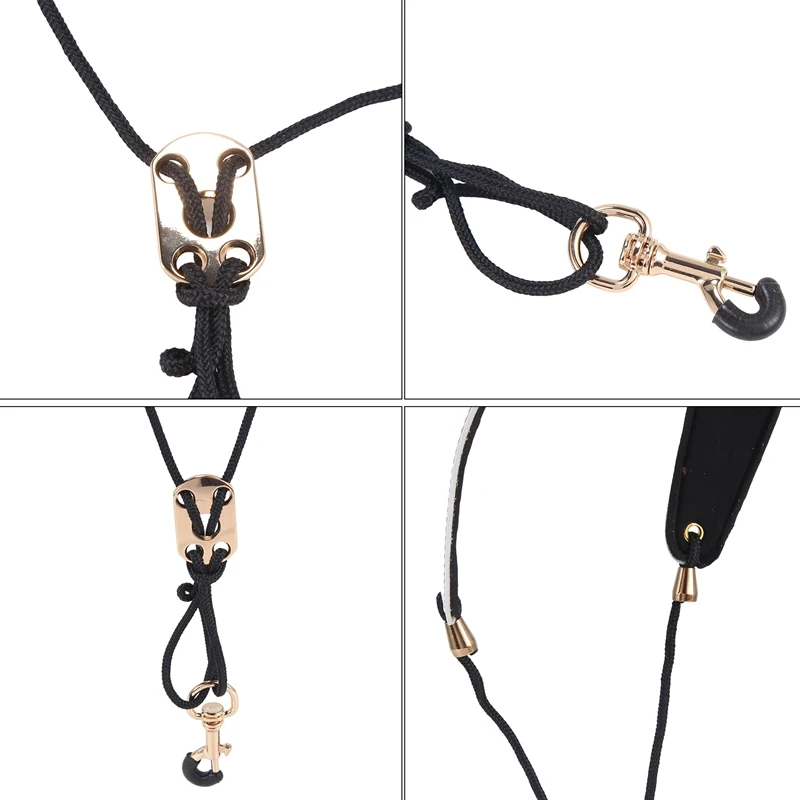 AA90-Saxophone Neck Strap, Alto Sax Neck Strap, Clarinet Strap White Leather Band