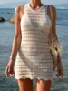 Fall/Winter 2024 Fashion Beach Style Slim Cutout Backless Tie Unique Design Niche Knitted Slip Dress 3