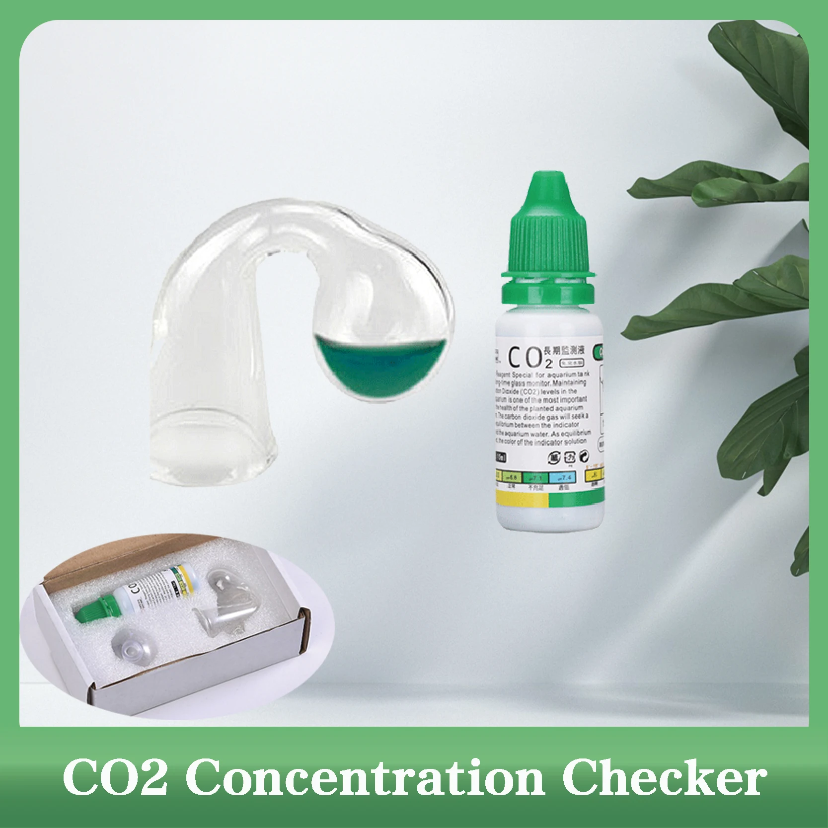 Fish Tank CO2 Concentration Drop Checker Glass Indicator With Liquid  Monitor Aquarium Hang On Aquatic Plant Test PH Generator