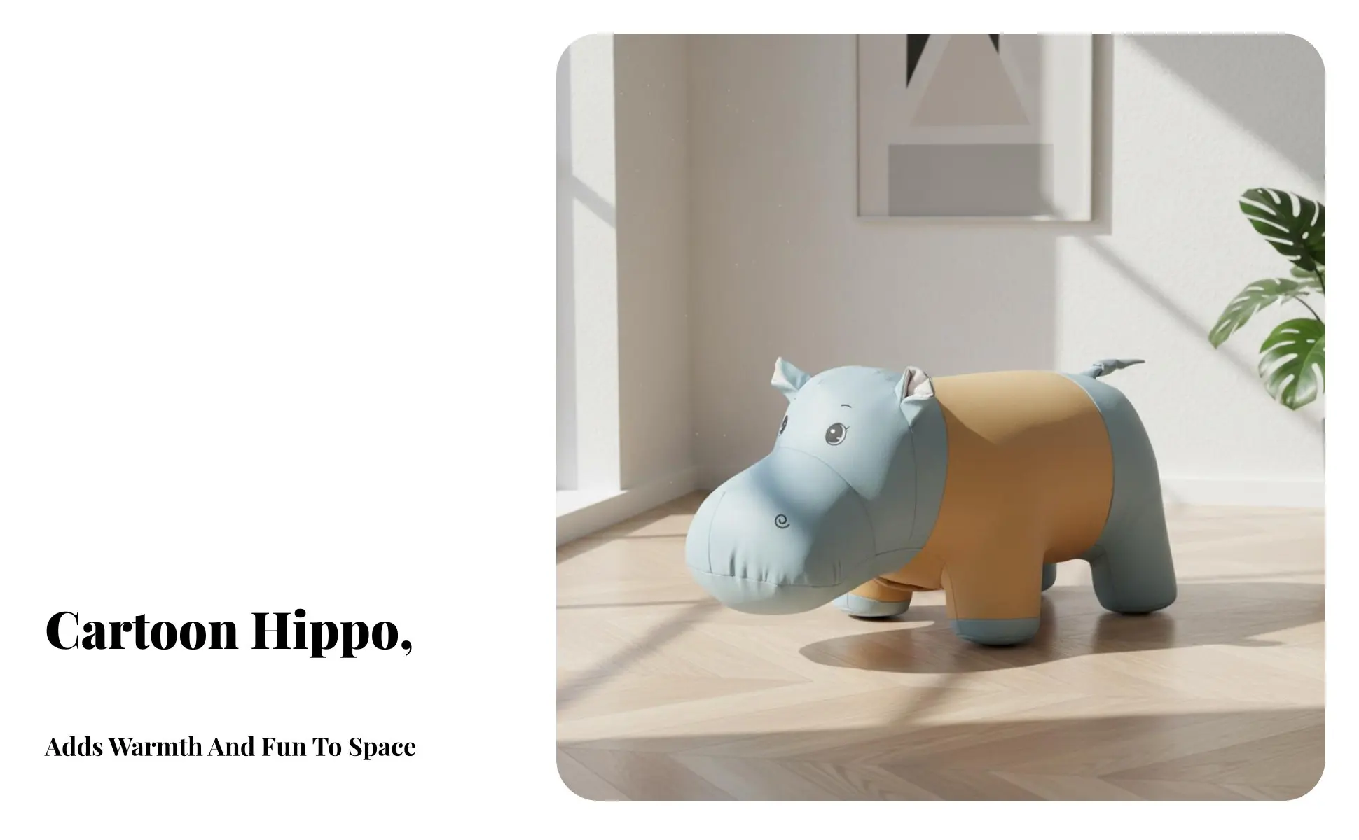 Cartoon Hippo Ottoman Multi-Functional creature Stool Soft Padded Seat Easy to Assemble for Parents, Entryway, Bedroom, Office