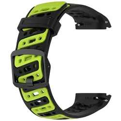 Bicolor Silicone Strap for Sports Watch - Soft, Breathable Replacement Wristband, 22mm (Black Green)
