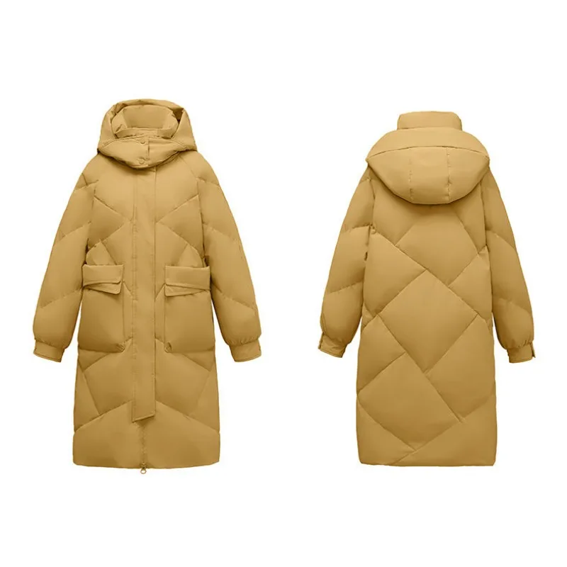 2024 New Women Down Jacket Winter Coat Female Mid Length Version Parkas Thick Warm Outwear Hooded Leisure Time Overcoat