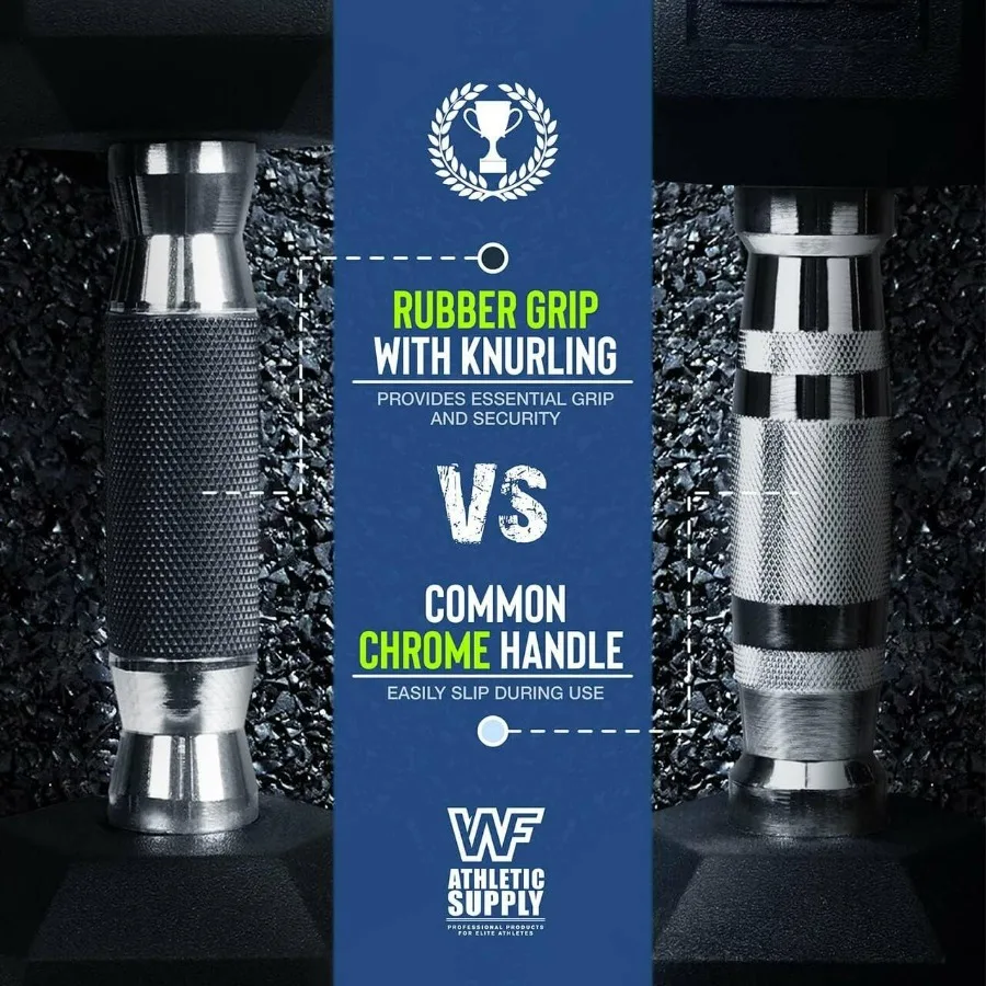 WF Athletic Supply Rubber Encased Hex Dumbbells with Rubber Grip Contoured Handle for Muscle Toning Strength Building Full Body