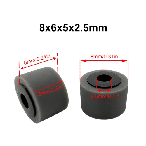 

8x6x5x2.5mm Rubber Belt Wheel Pinch Roller Pulley For Walkman Repeater Audio Tape Drives Pressure Recorder Cassette Deck Stereo