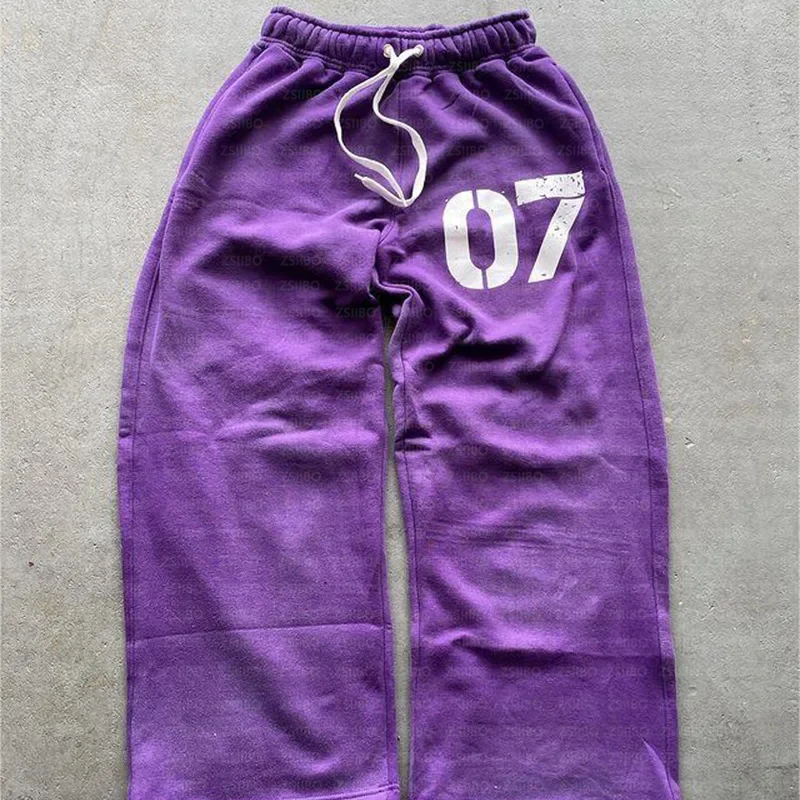 American Vintage Digital Printing Loose Cotton Jogging Pants Men's and Women's Y2K New Harajuku Hip-Hop Casual Joker Sweatpants - Image 4