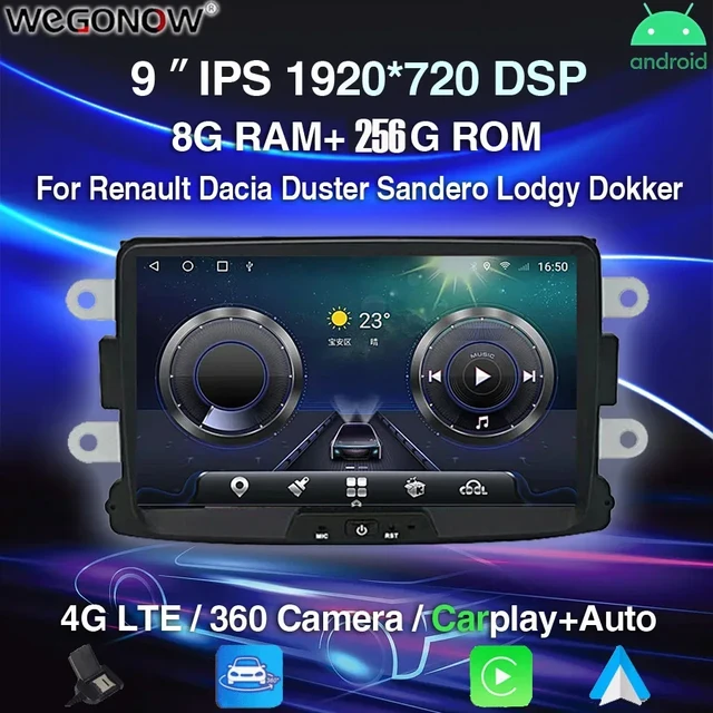 Carplay 9'' Android 13.0 Car Radio GPS BT Stereo For dacia duster LOGAN  Sandero Renault Captur Dokker Symbol Lodgy Lada Xray - AliExpress