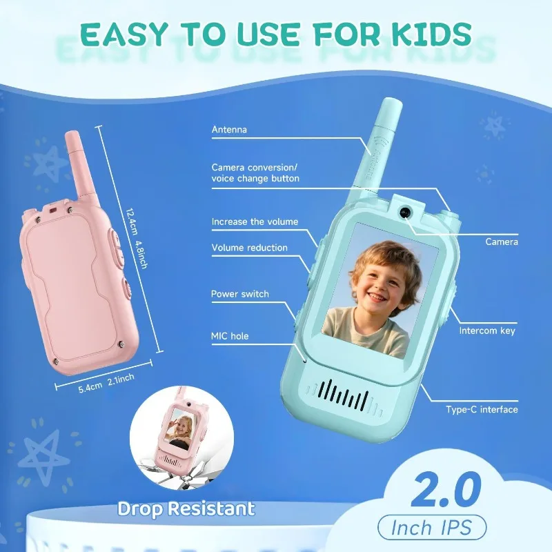 Rechargeable Video Walkie Talkies for Kids - Fun Toddler Toys for Indoor & Outdoor Adventures