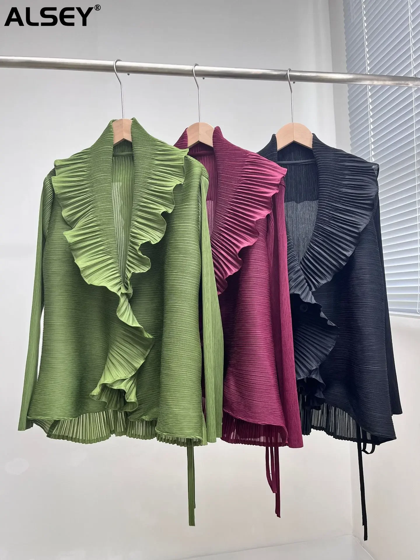

Модная плиссированная женская рубашка ALSEY Miyake с оборками, новинка весны, корейский стиль, лоскутный дизайн, топы на одной пуговице