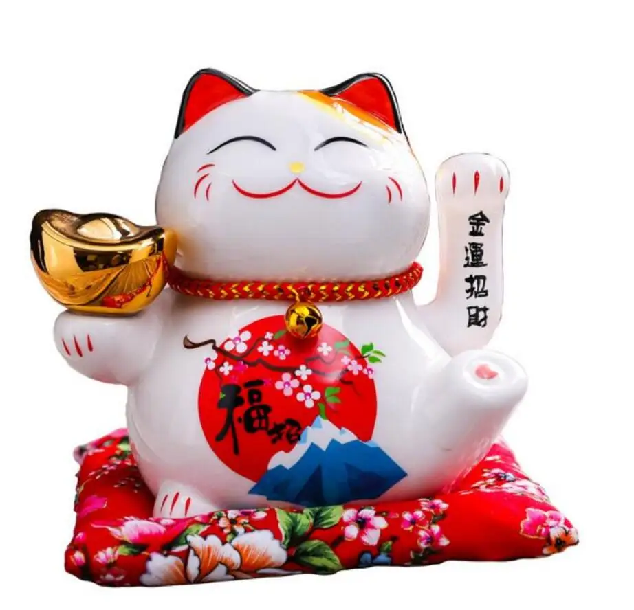 

Copper Statue 6 Inch Shaking Hand Lucky Cat Ceramic Material Ornaments Small Swing Opening Gifts Home Company Cashier Decorat