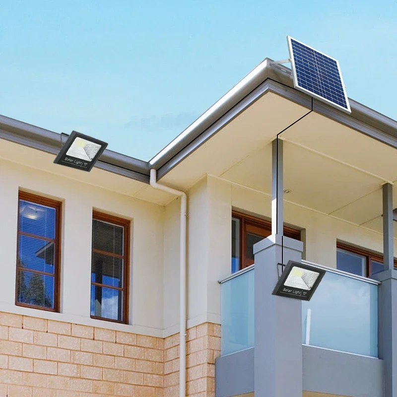 2 head Solar Flood Light Outdoor Garden House Remote Control Waterproof LED