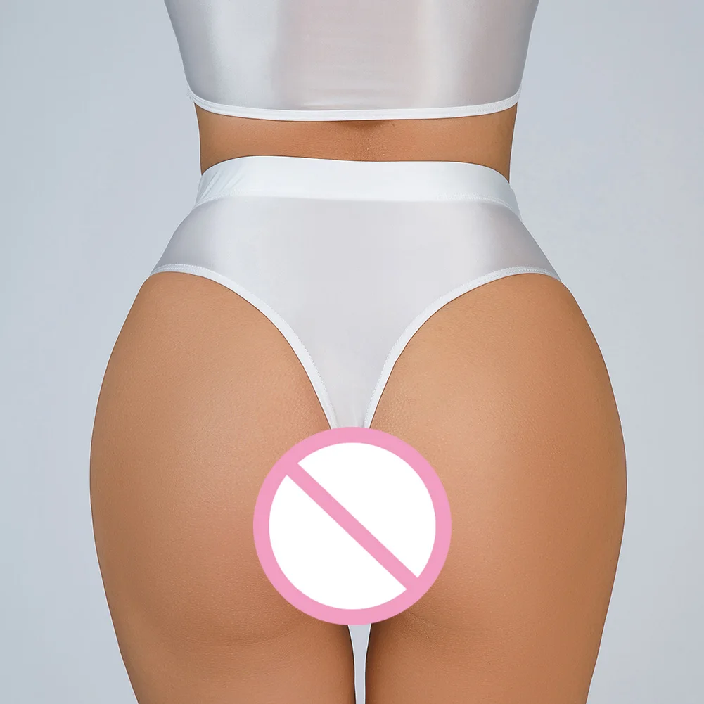 

Great Beautiful Women Underpants High Cut Bikini High Waist Knicker Low Rise Underwear Shiny Thongs Solid Color