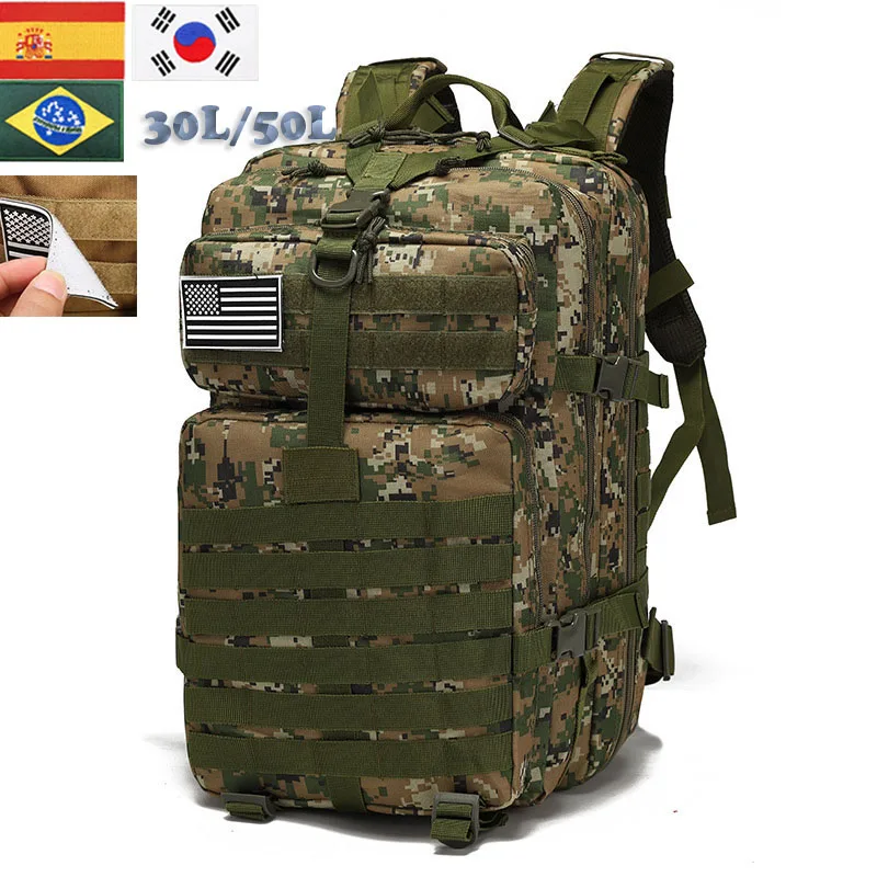 

30L/50L Hunting Camping Rucksacks Men Military Tactical Backpack Hiking Trekking Nylon Waterproof Bags Army 3P Attack Backpacks