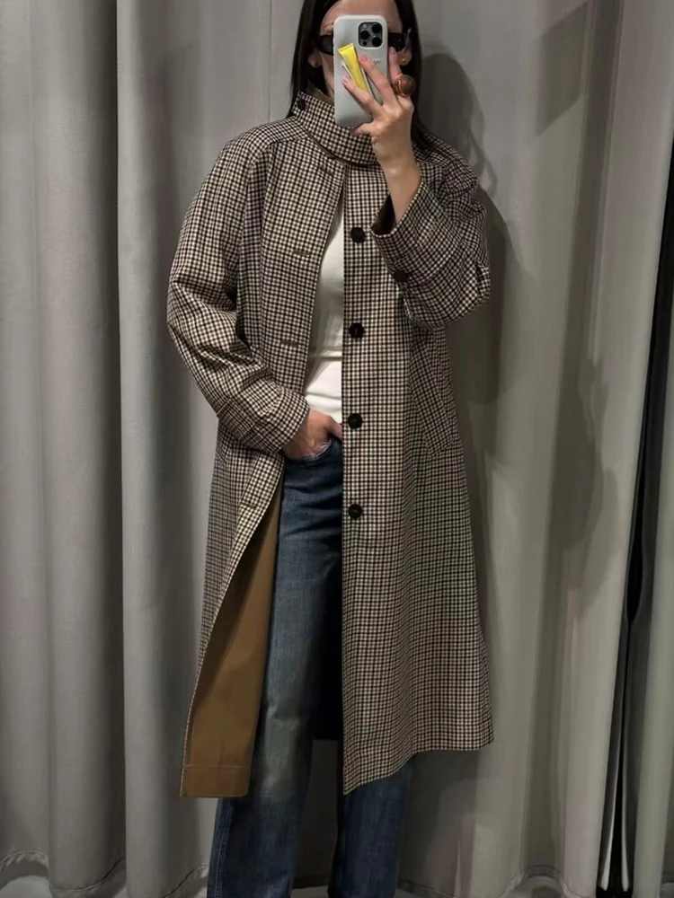 Women's Double Side Trench Coat Chic Turn-down Collar Single Breasted Female Reversible Windbreaker 2025 Autumn Fashion Jacket