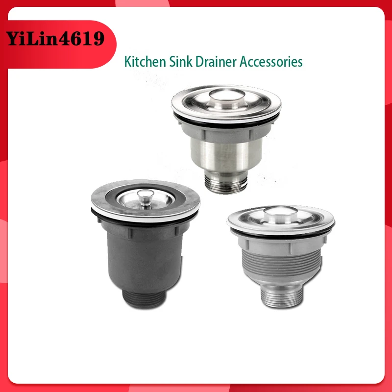 Sink Drain Pipe Conjunto para Cozinha Pia Simples e Dupla Drainer Acessórios Aço Inoxidável