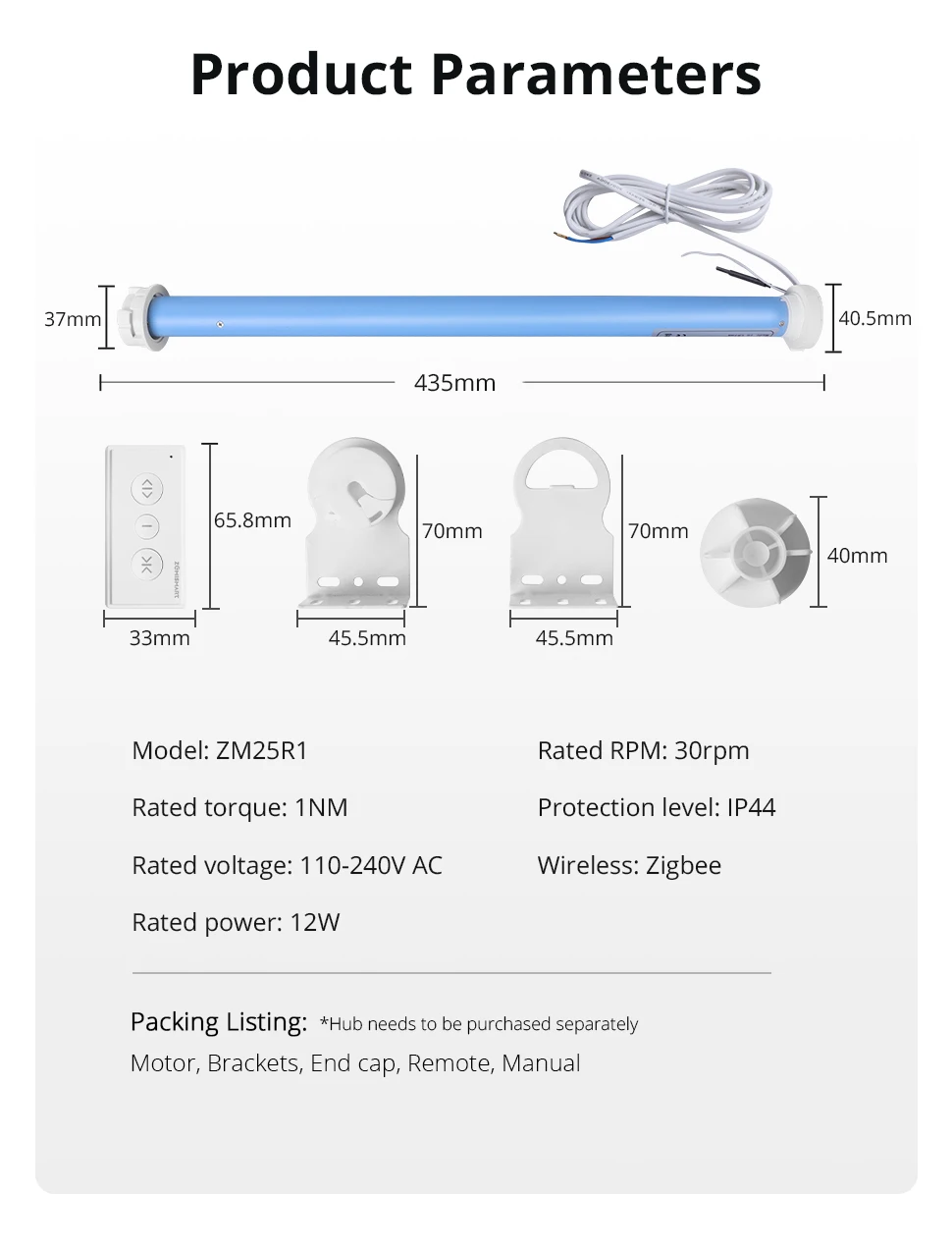 Zigbee Smart Electric Blinds Motor For 37 38mm Tube Alexa Google Home Voice Cont