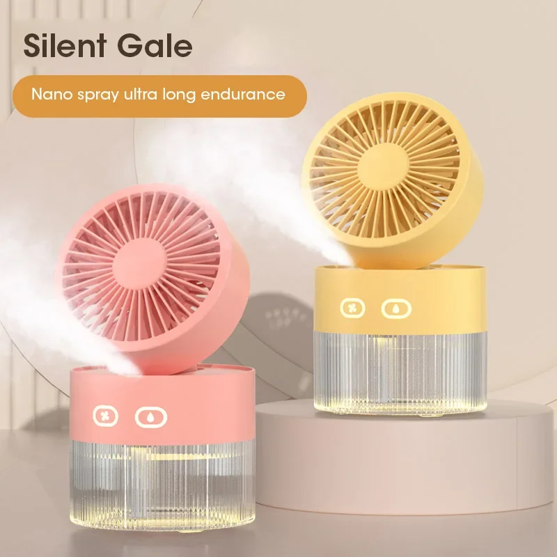 2024 Summer New Humidifier Spray Fan Portable USB Water-cooled Mini Desktop Household Appliances Water Mist Fan with LED Light 5