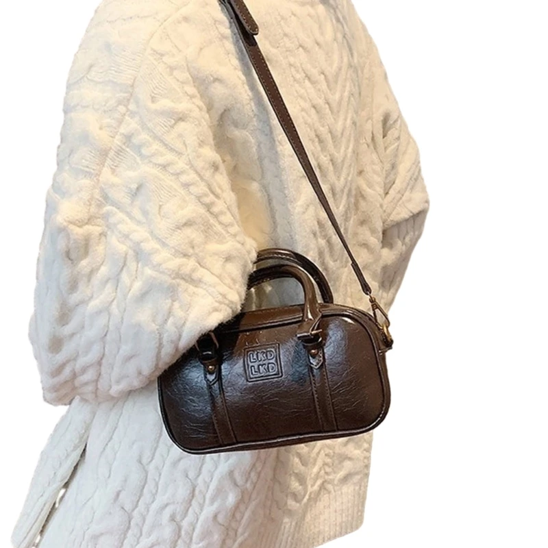 Trendy Texture Bag PU Leather Crossbody Purse Shoulder Handbag for Everyday Use E74B