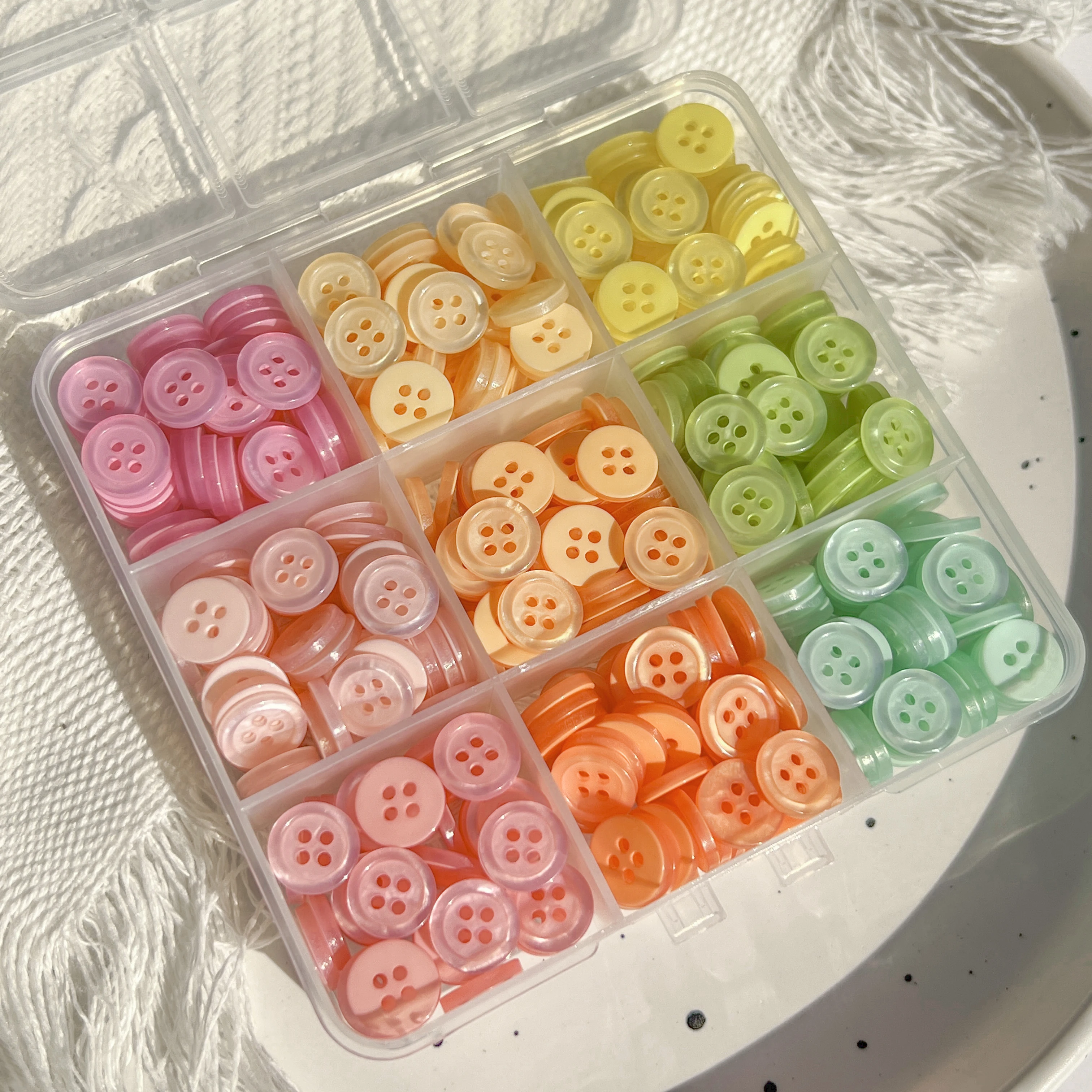 Colorful 10MM Resin Buttons Rotundity Household Handmade DIY Buttons Sewing Supplies Clothing Accessories Material Box 450PCS
