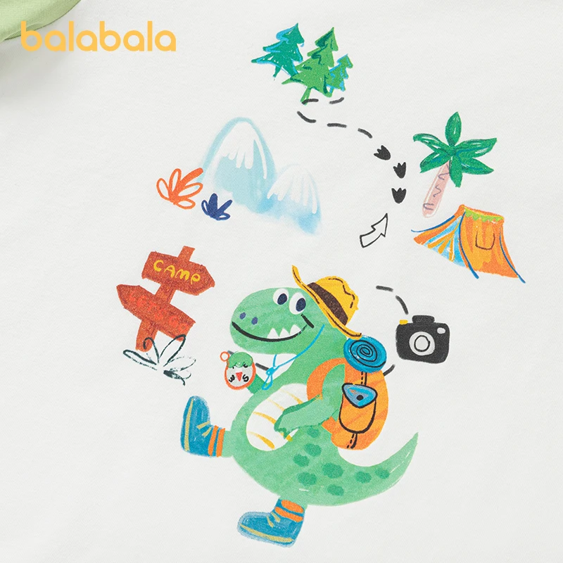 Balabala 아동복 남아용 반팔 티셔츠, 시원하고 촉촉한 2024, 여름 신상