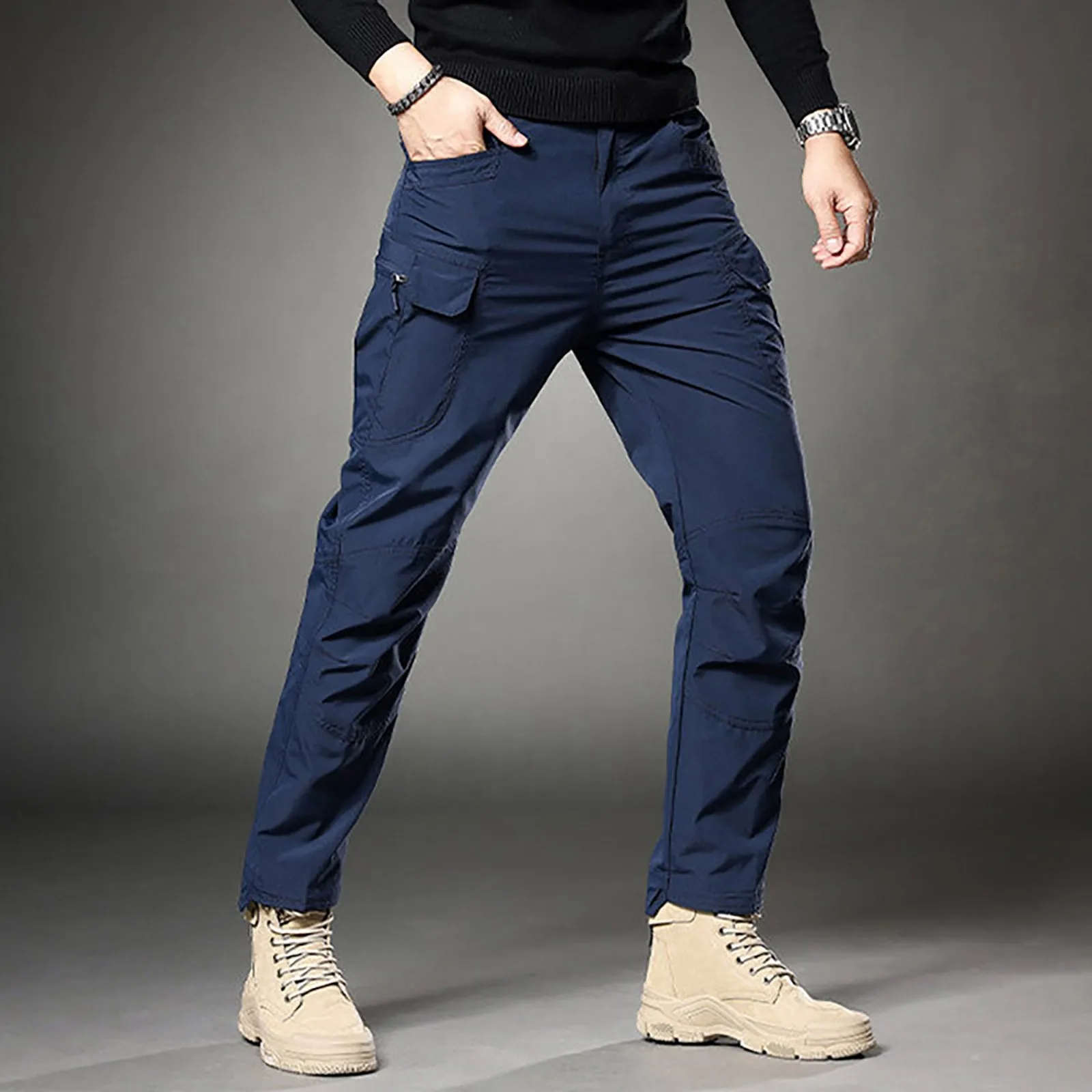 Pantalones Cargo de Verano para Hombre, Pantalones Ajustados de Pierna Recta, Pantalones Tácticos Ajustados de Secado Rápido, Ropa para Hombre