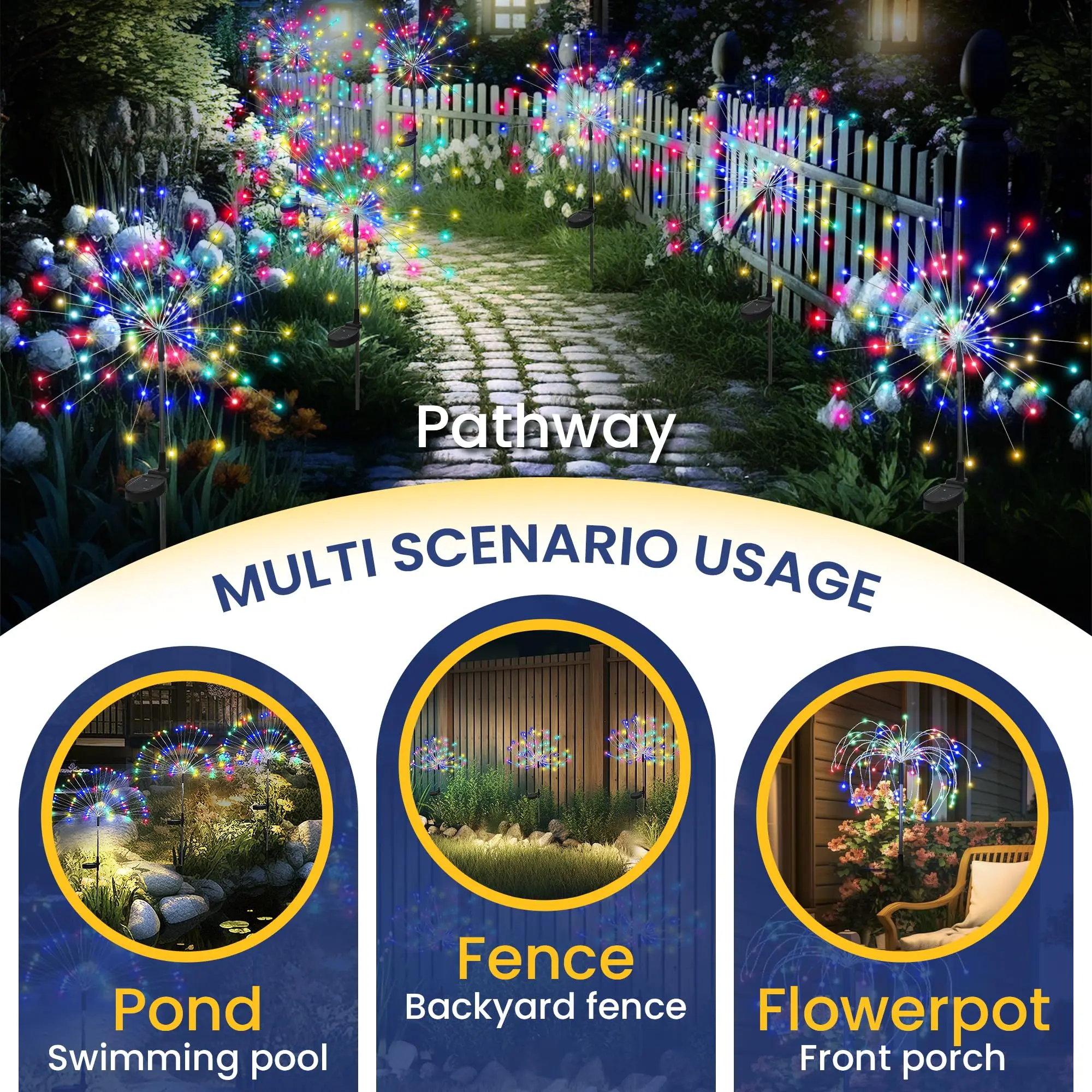Solar Fireworks Lights – Multicolor LED Starburst Garden Lamps 6